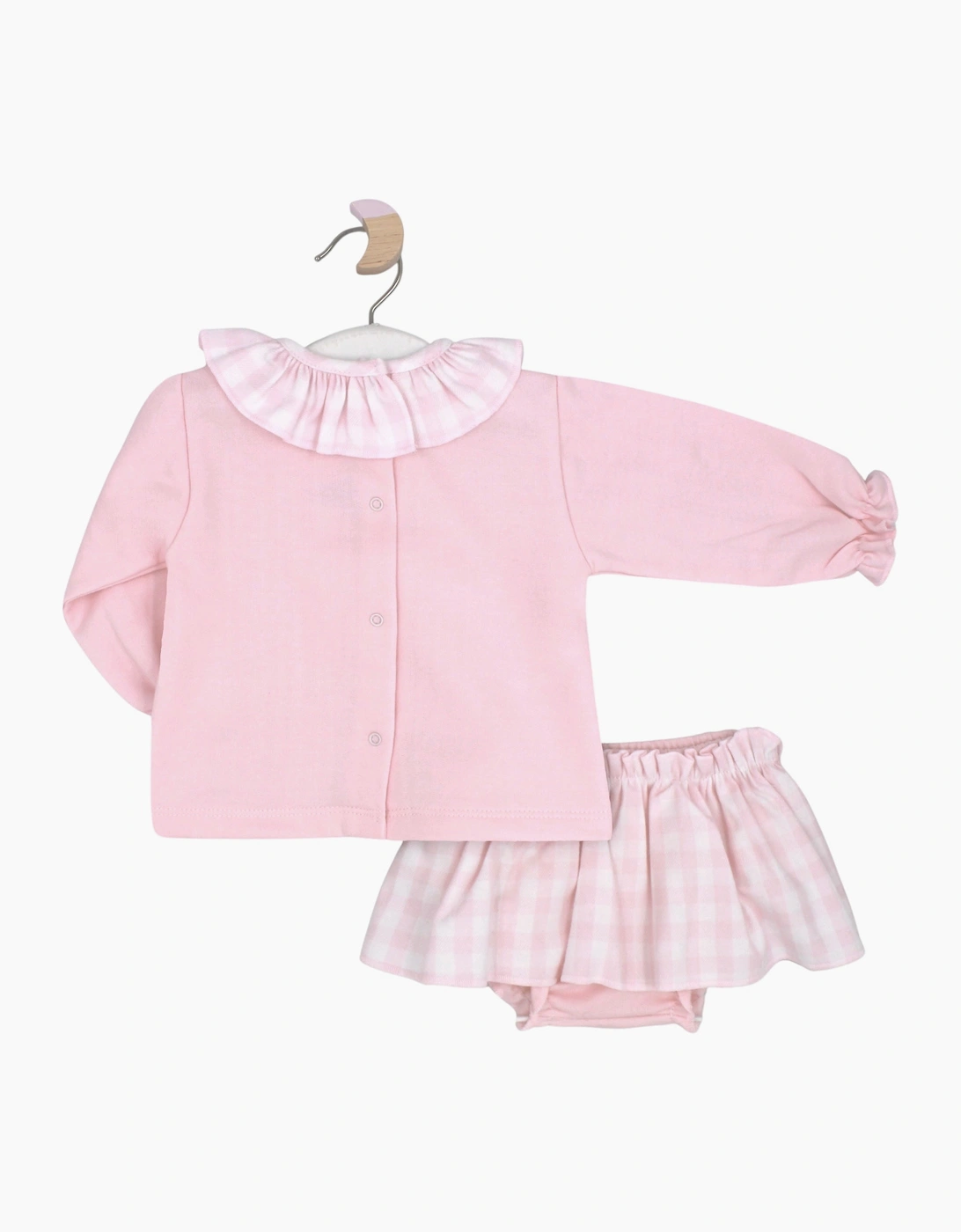 Girls Pale Pink Check Skort Set