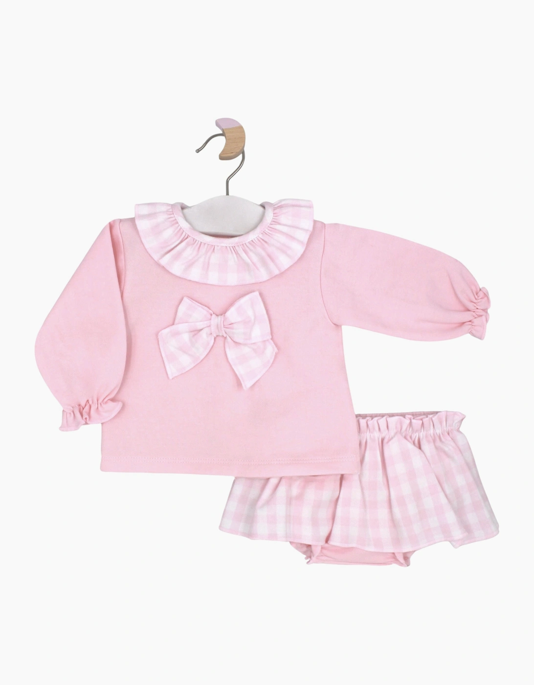 Girls Pale Pink Check Skort Set
