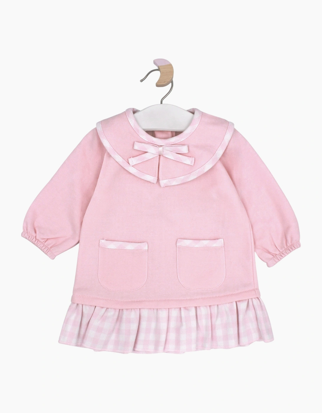 Girls Pale Pink Check Collared Dress