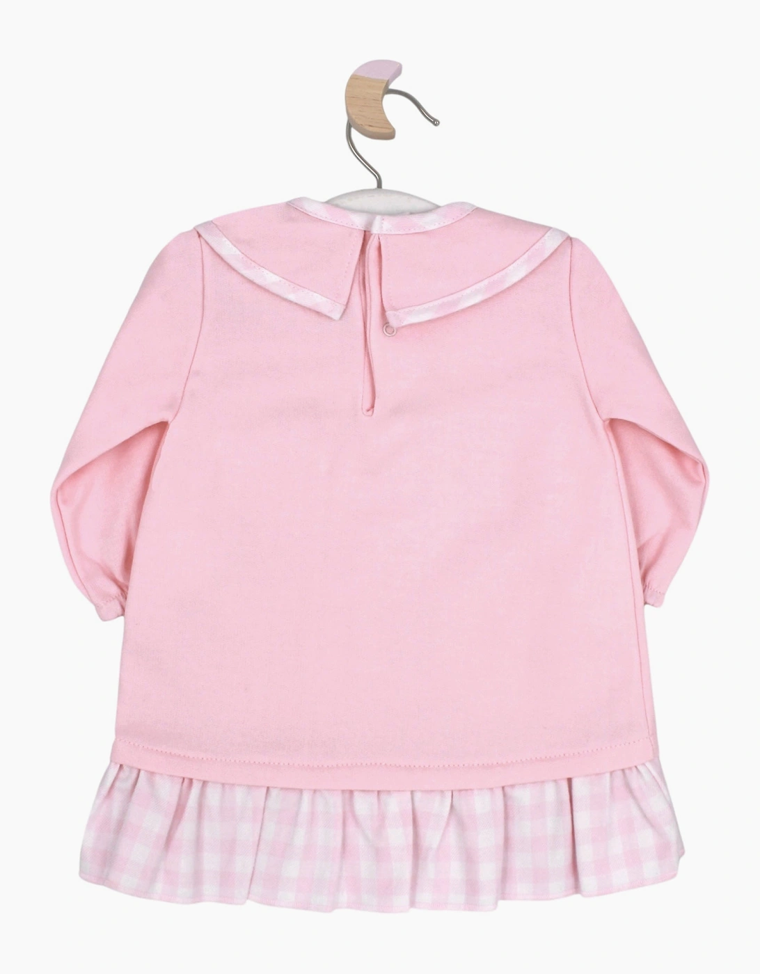 Girls Pale Pink Check Collared Dress