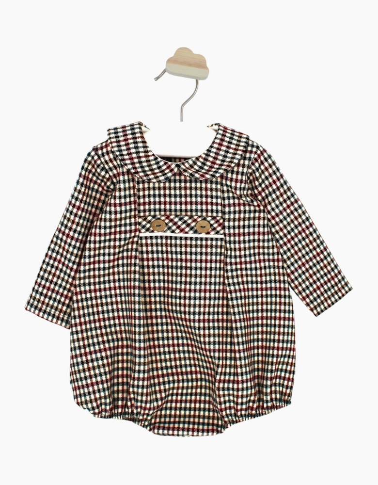 Boys Burgundy Check Romper