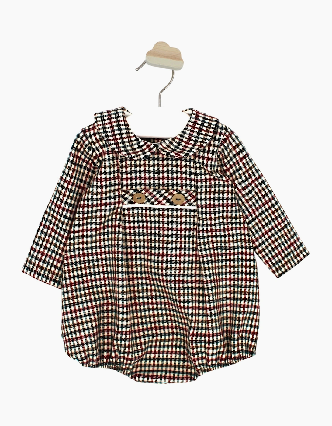 Boys Burgundy Check Romper