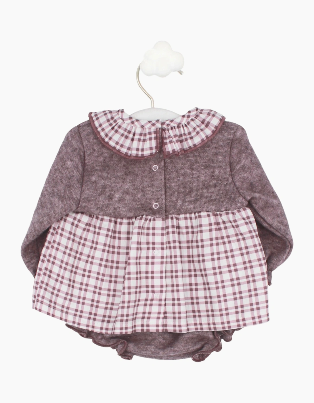 Girls Purple Mauve Check Dress Set