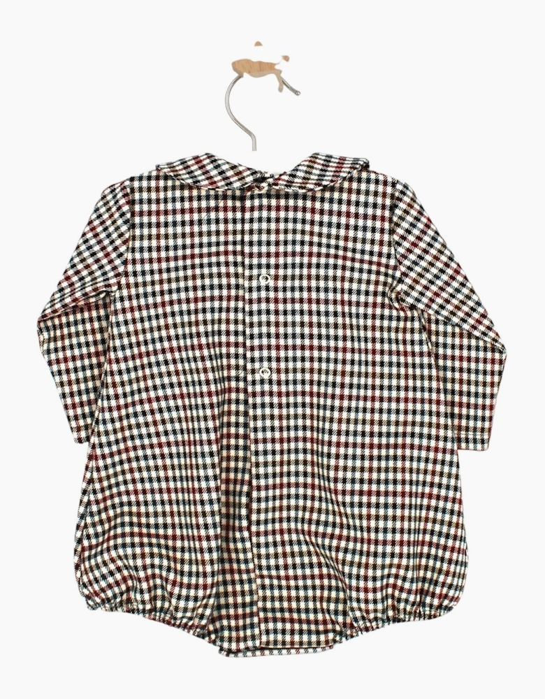 Boys Burgundy Check Romper