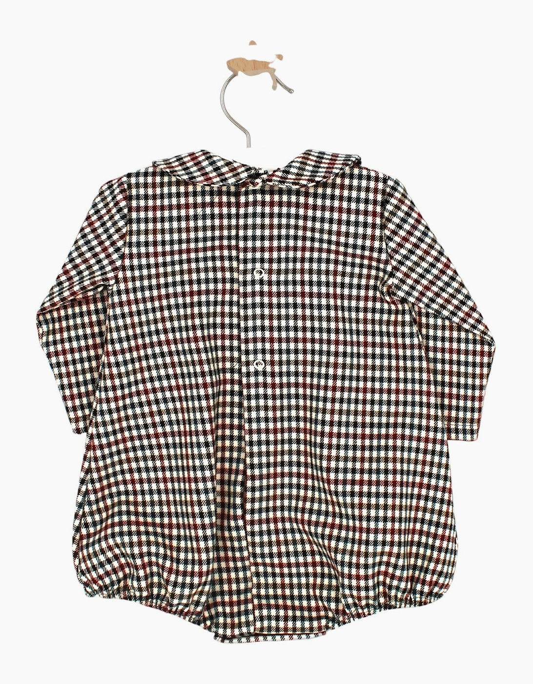 Boys Burgundy Check Romper