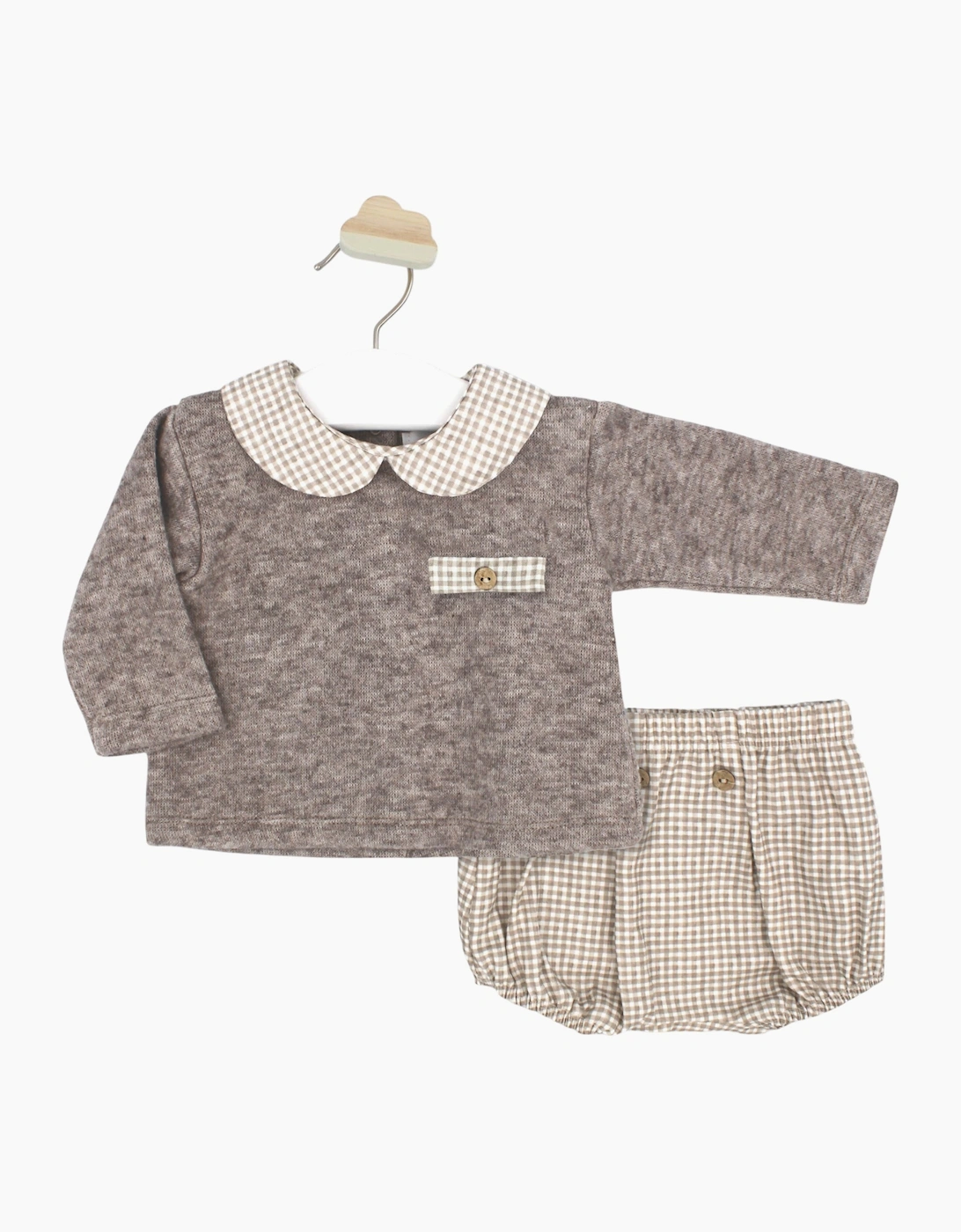 Boys Beige Gingham Jam Pant Set