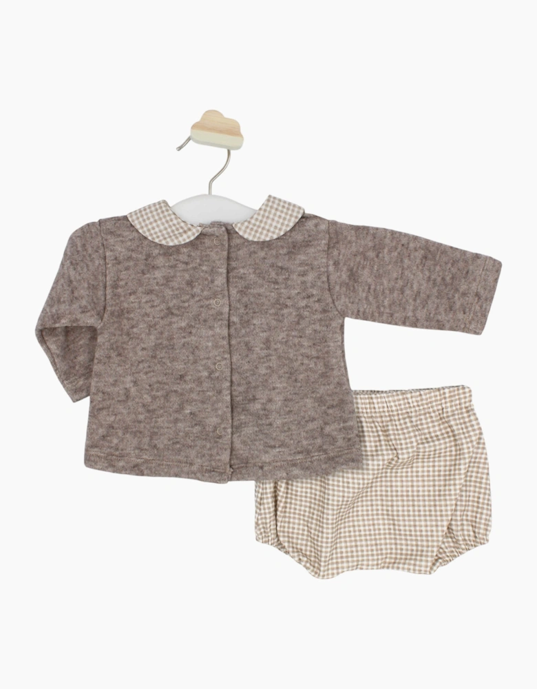 Boys Beige Gingham Jam Pant Set