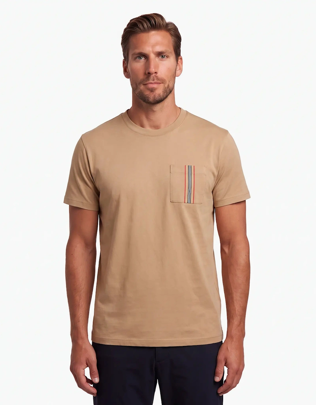 Burberry 'Ellison' Stripe Pocket T-Shirt Beige