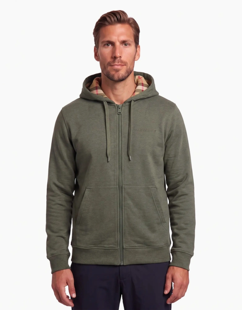 Burberry 'Hove' Check Hoodie Khaki