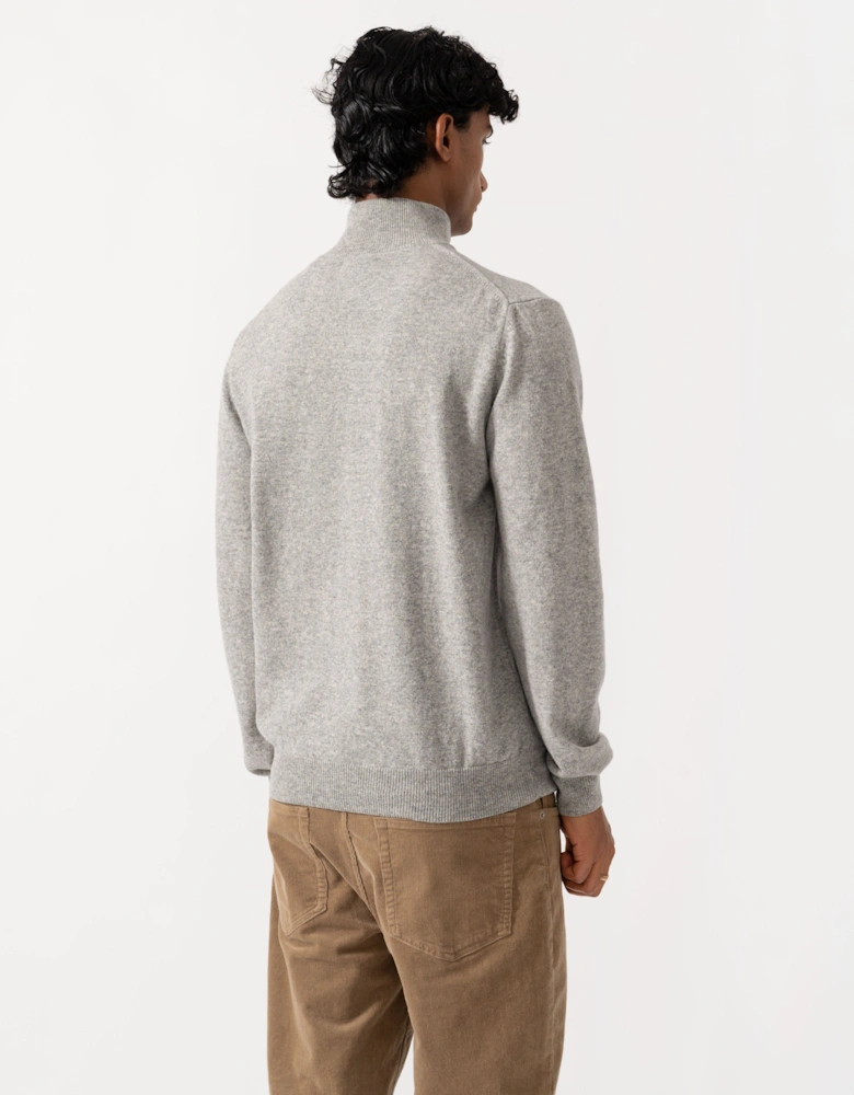 GANT Mens Superfine Lambswool Half Zip Sweater - 93 Grey Melange