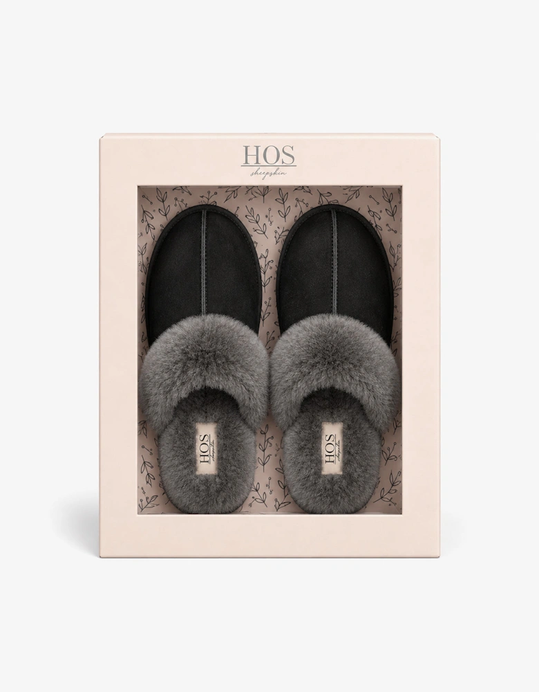 HOS Sheepskin AYLA Womens Mules Black