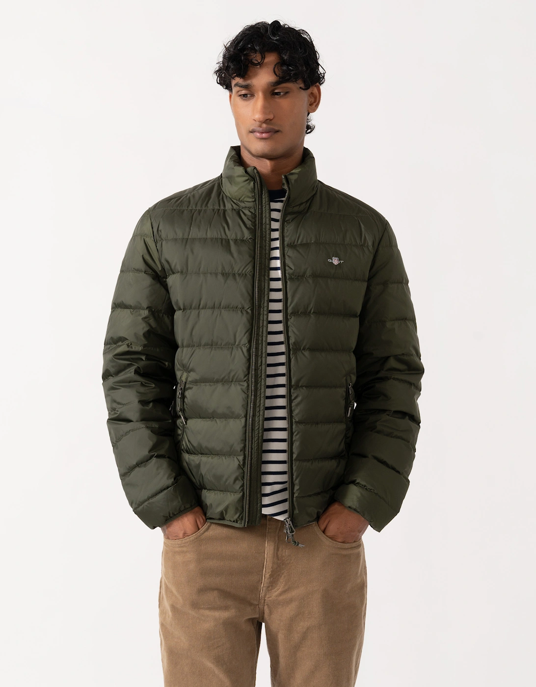 GANT Mens Light Down Jacket - 368 Dark Moss Green