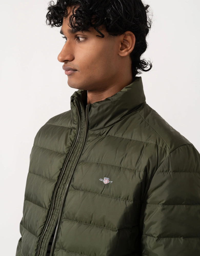 GANT Mens Light Down Jacket - 368 Dark Moss Green