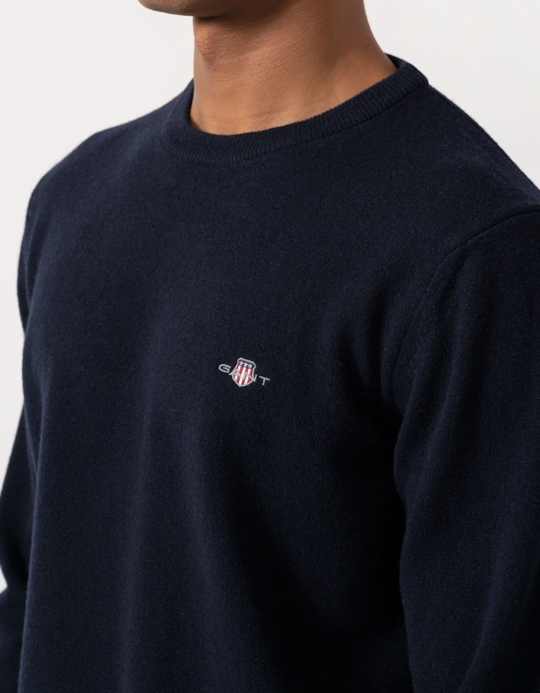 GANT Mens Superfine Lambswool Crew Neck Sweater - 410 Marine