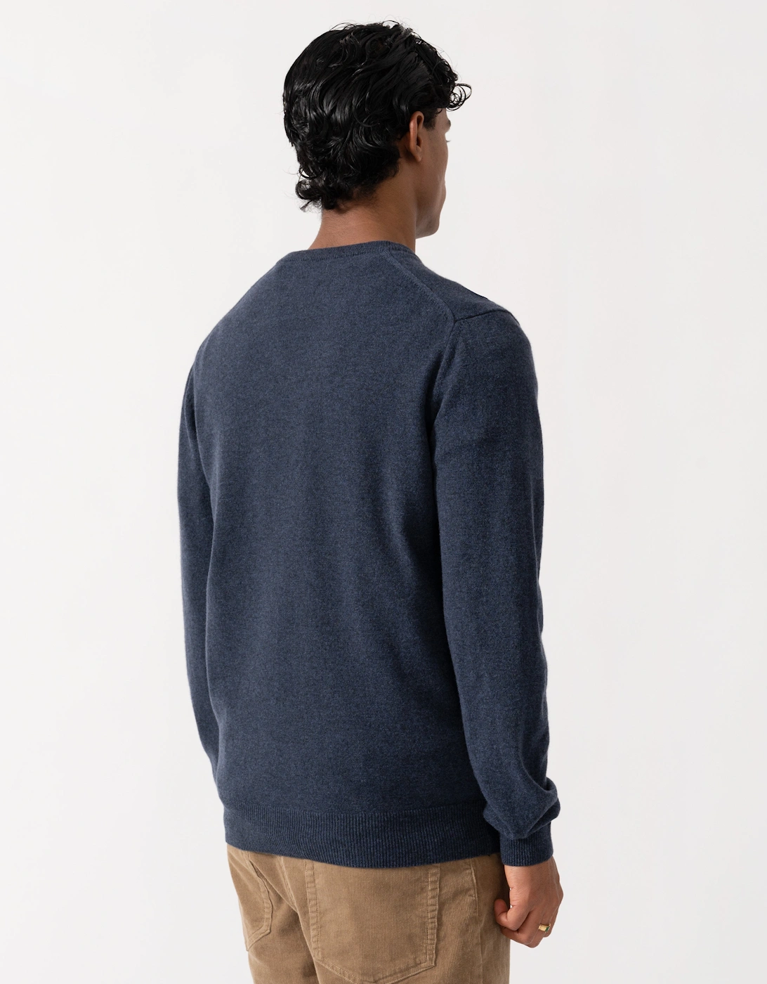 GANT Mens Superfine Lambswool V-Neck Sweater - 480 Dark Navy Melange