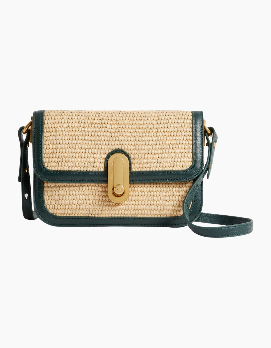 Ted Baker Twist Lock Detail Small Raffia Green Crossbody Bag