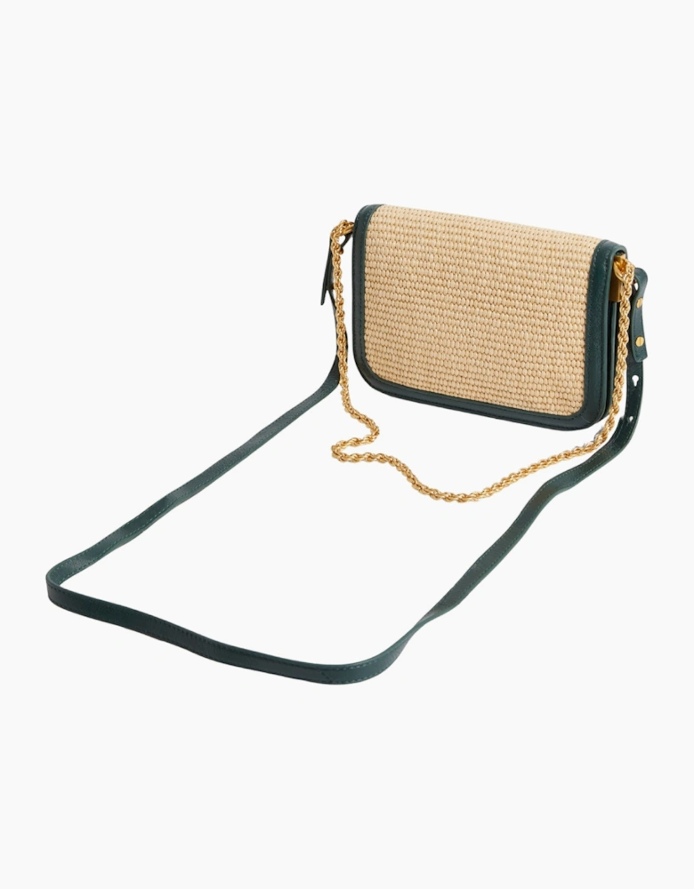 Ted Baker Twist Lock Detail Small Raffia Green Crossbody Bag