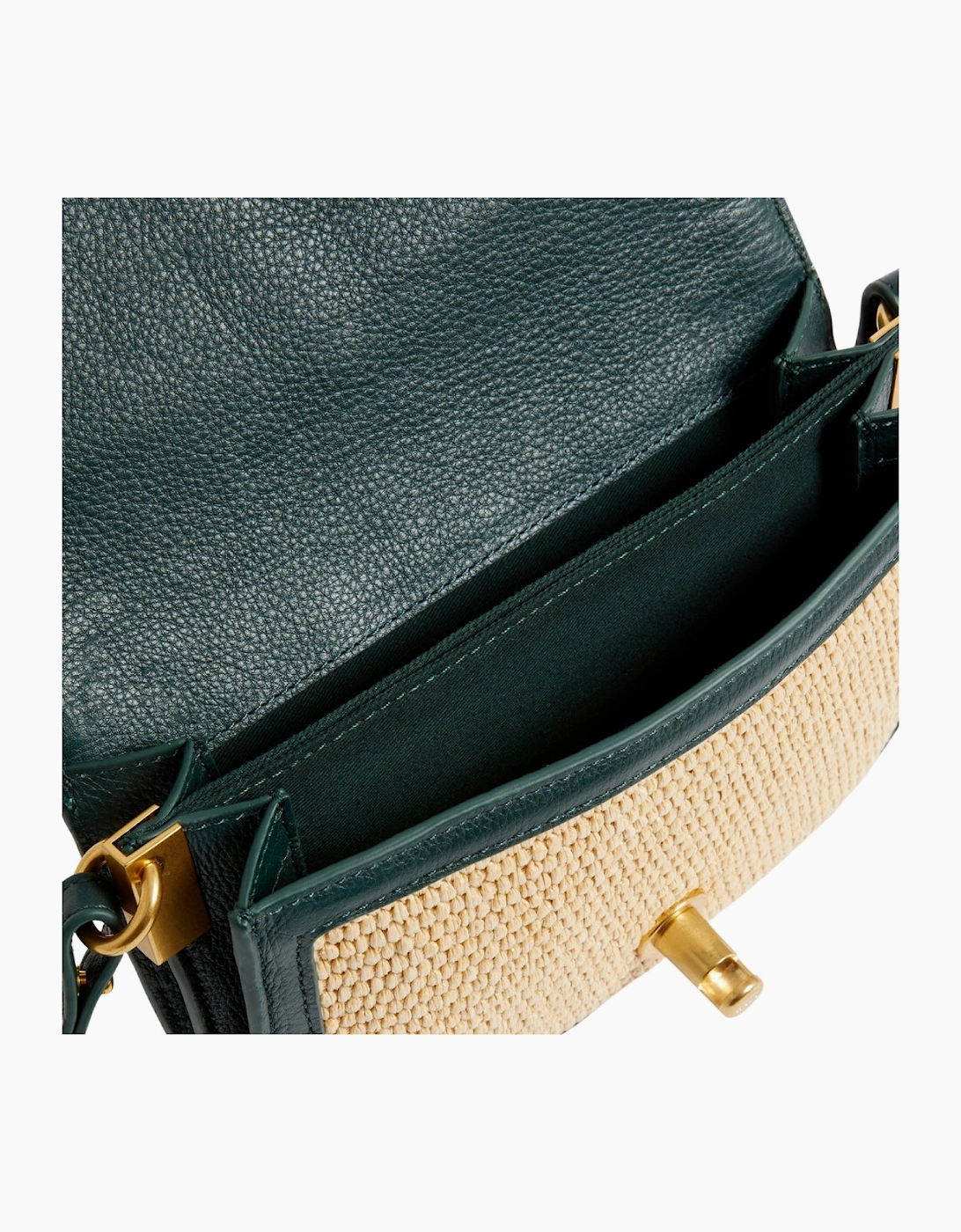 Ted Baker Twist Lock Detail Small Raffia Green Crossbody Bag