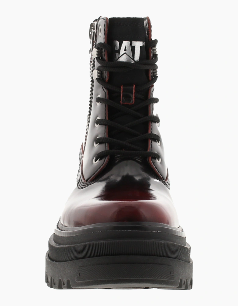 Caterpillar Womens Ankle Boots Platform Bolder Zip Lace Leather bordeaux UK Size