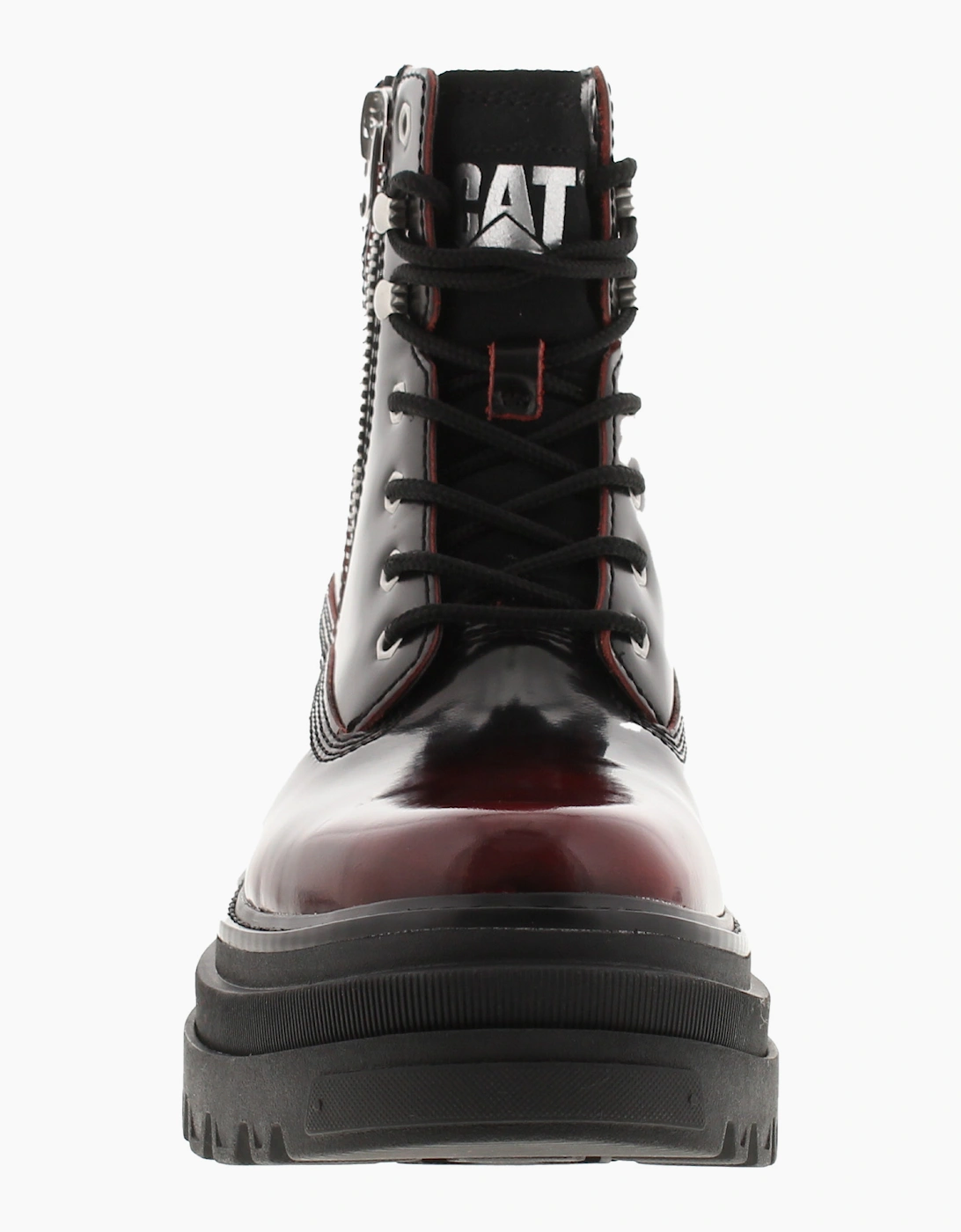 Caterpillar Womens Ankle Boots Platform Bolder Zip Lace Leather bordeaux UK Size