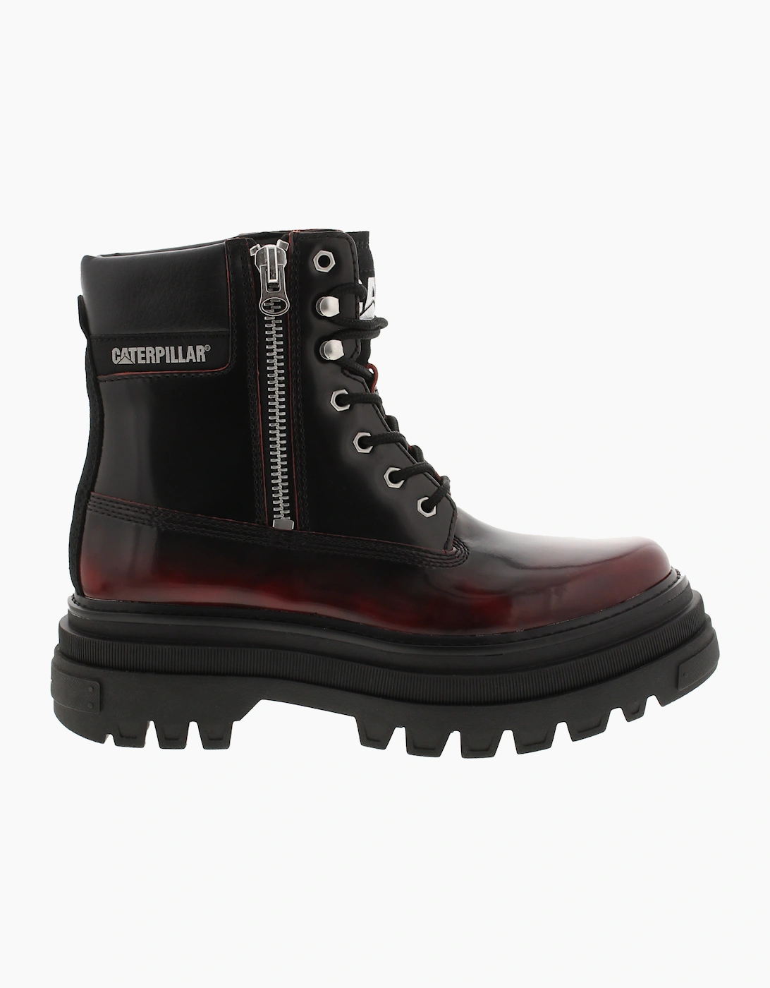 Caterpillar Womens Ankle Boots Platform Bolder Zip Lace Leather bordeaux UK Size