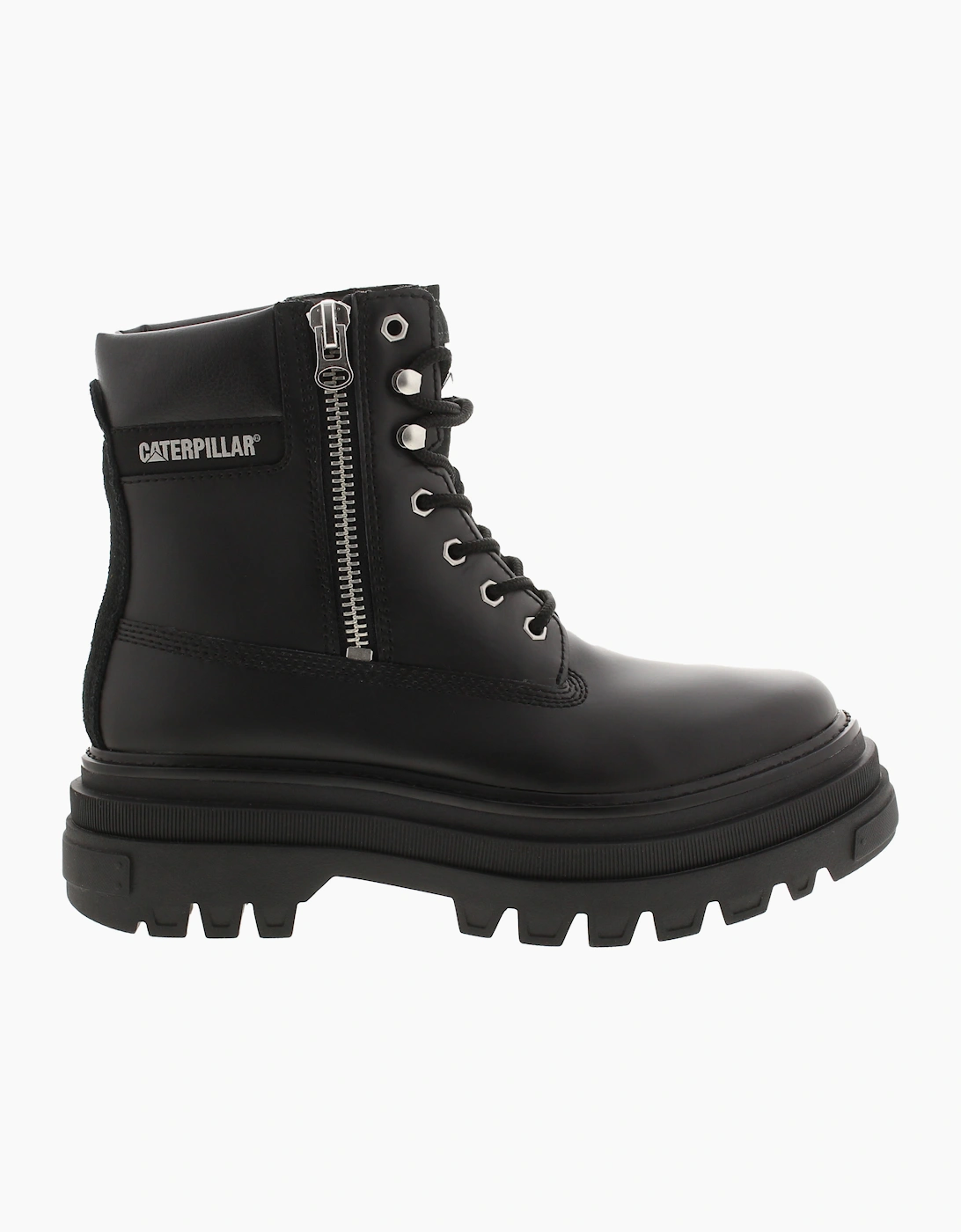 Caterpillar Womens Ankle Boots Platform Bolder Zip Lace Fastenings Leather black