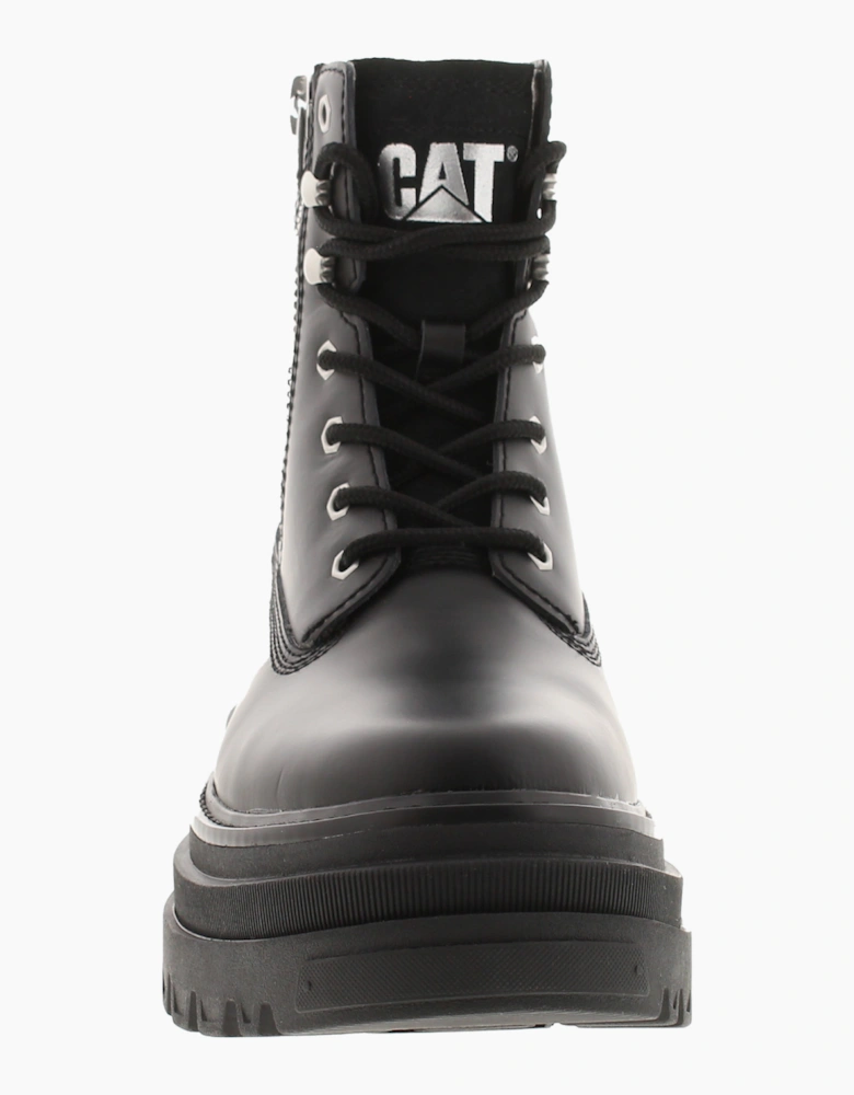 Caterpillar Womens Ankle Boots Platform Bolder Zip Lace Fastenings Leather black