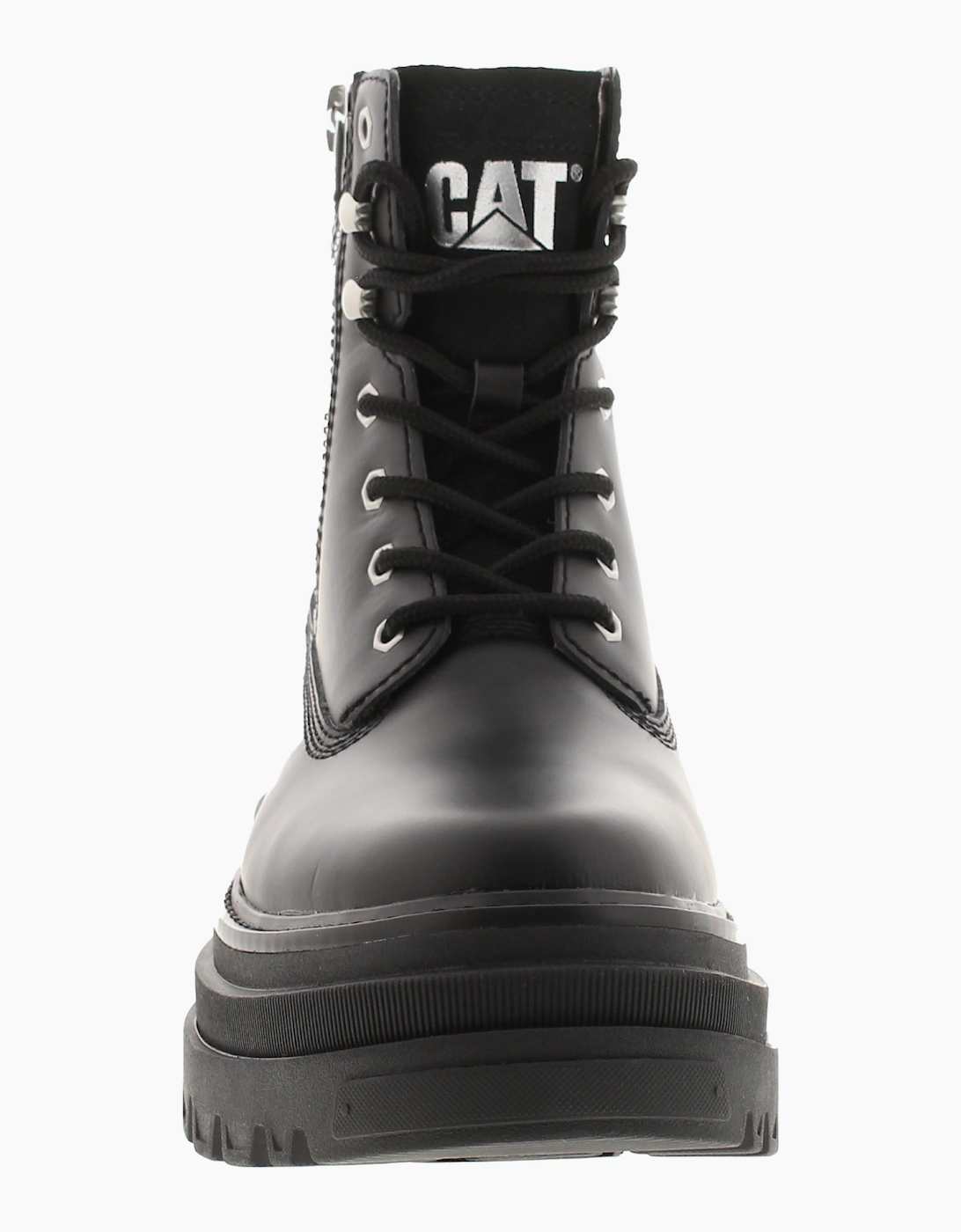 Caterpillar Womens Ankle Boots Platform Bolder Zip Lace Fastenings Leather black
