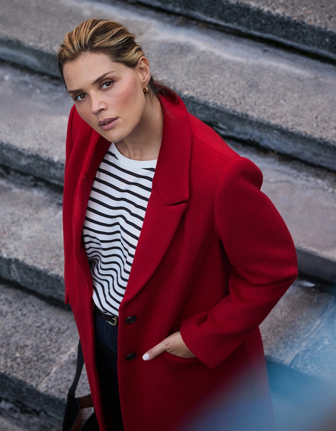 Red Wool Tailored Coat
