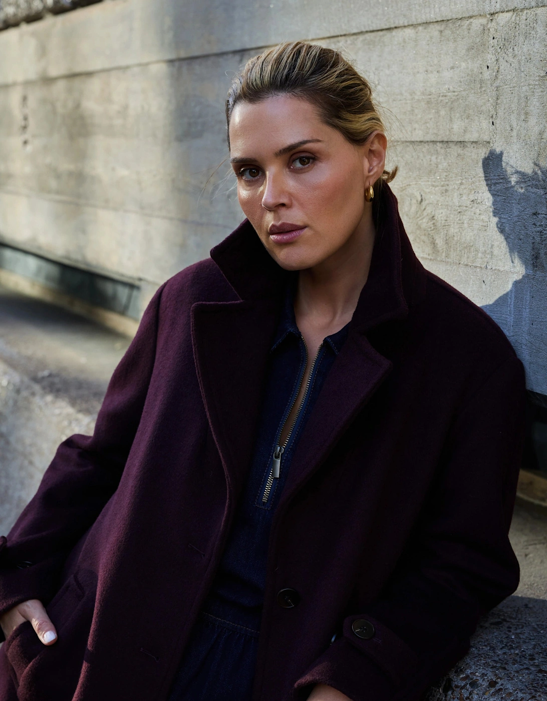 Plum Wool Blend Tailored Coat