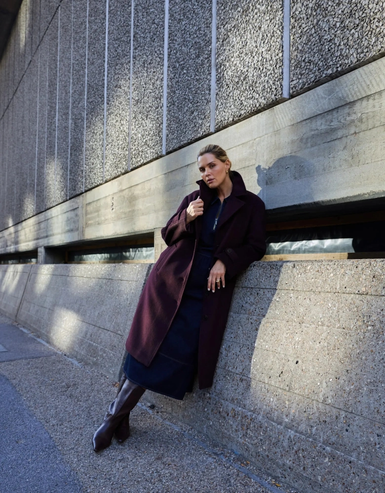 Plum Wool Blend Tailored Coat