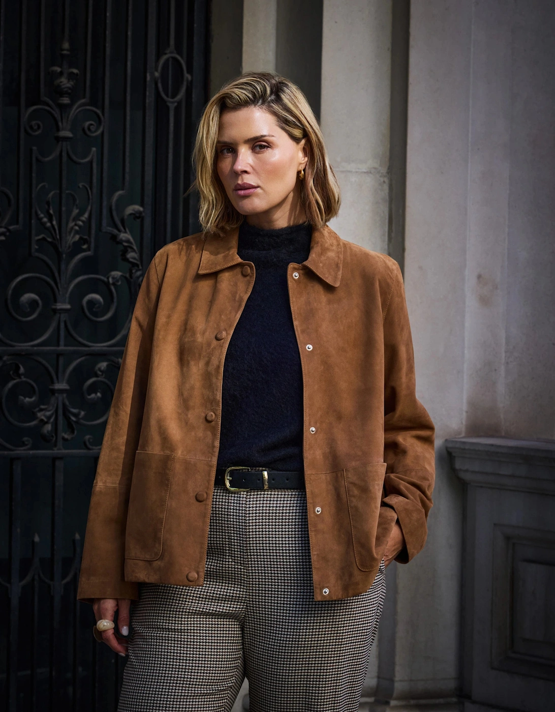 Tan Suede Button Through Jacket