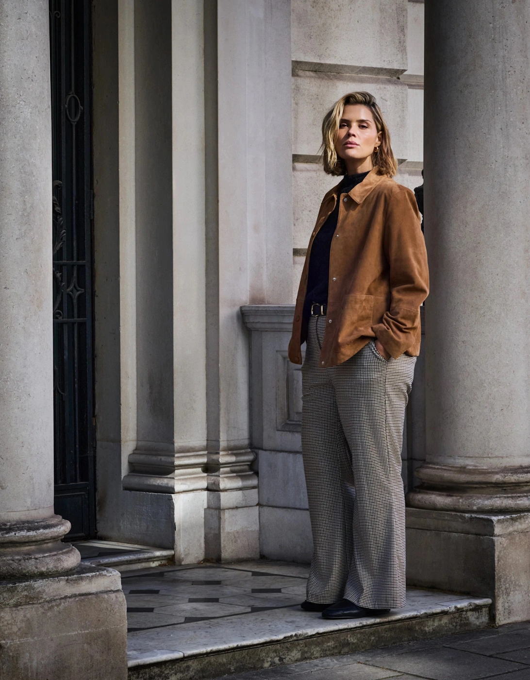 Tan Suede Button Through Jacket