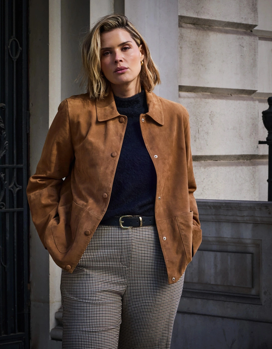 Tan Suede Button Through Jacket