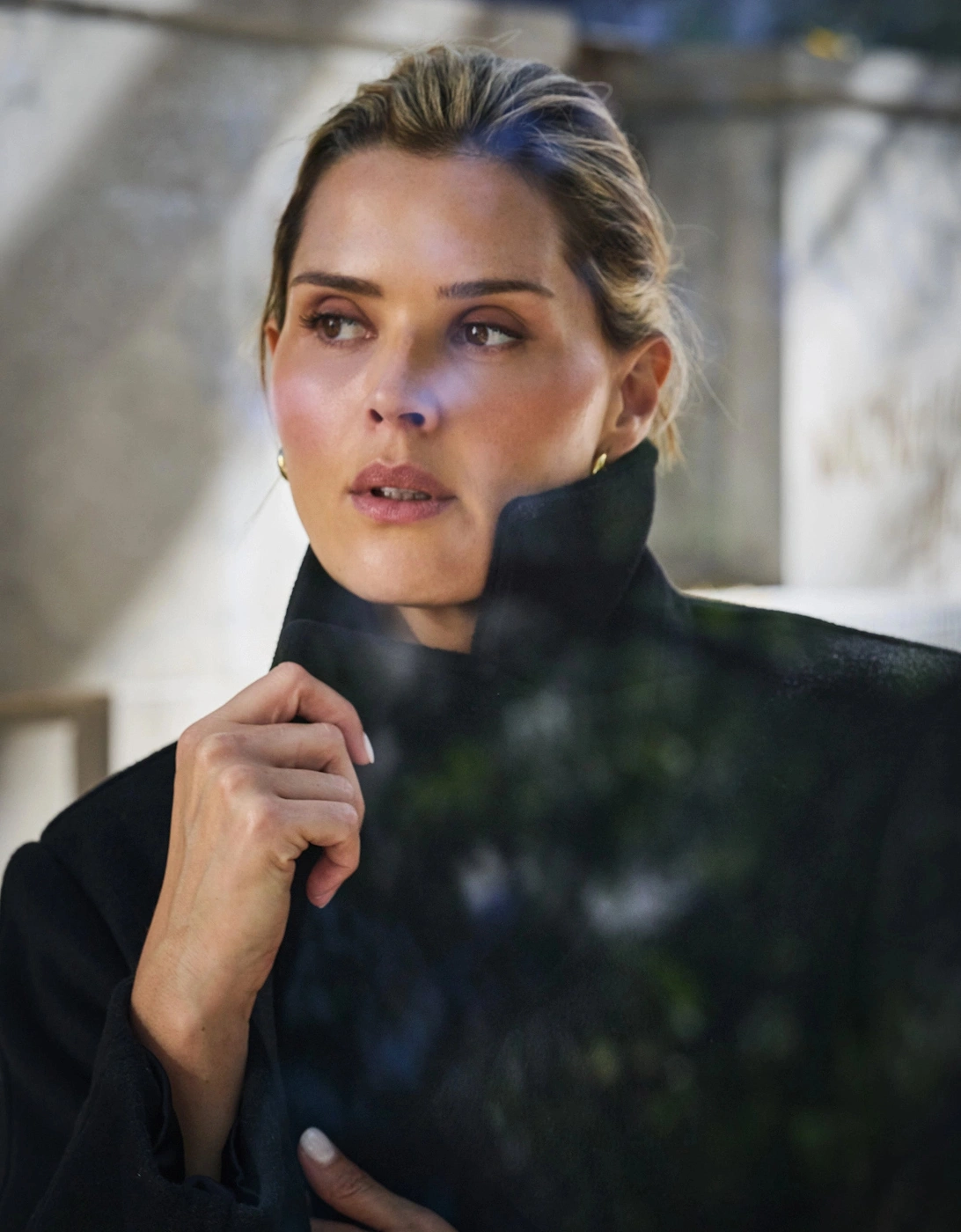 Black Wool Blend Tailored Coat