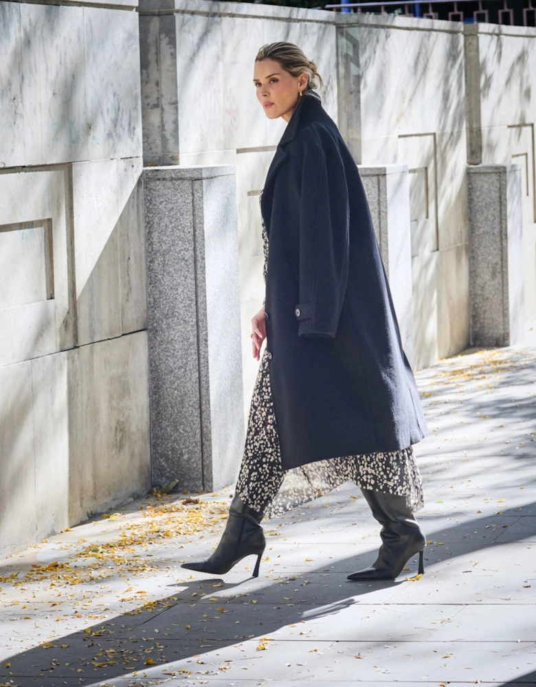 Black Wool Blend Tailored Coat