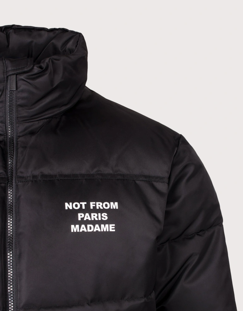 Relaxed Fit Slogan Puffer Jacket