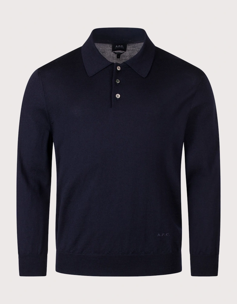 Regular Fit Knitted Long Sleeve Riou Polo Shirt