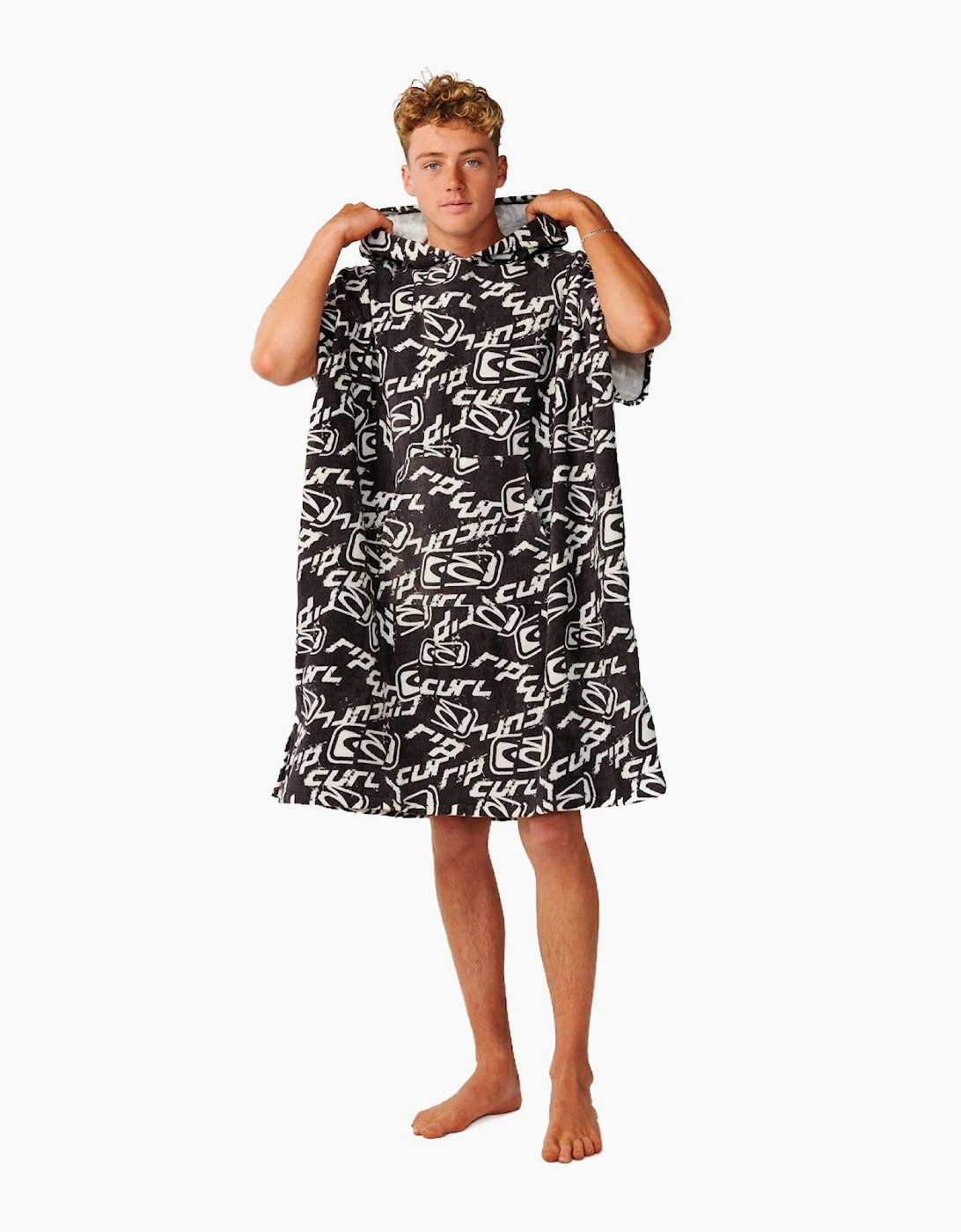 Ripcurl Unisex Black Rip Curl Mens Sessions Hooded Towel Poncho - Washed - Size One Size