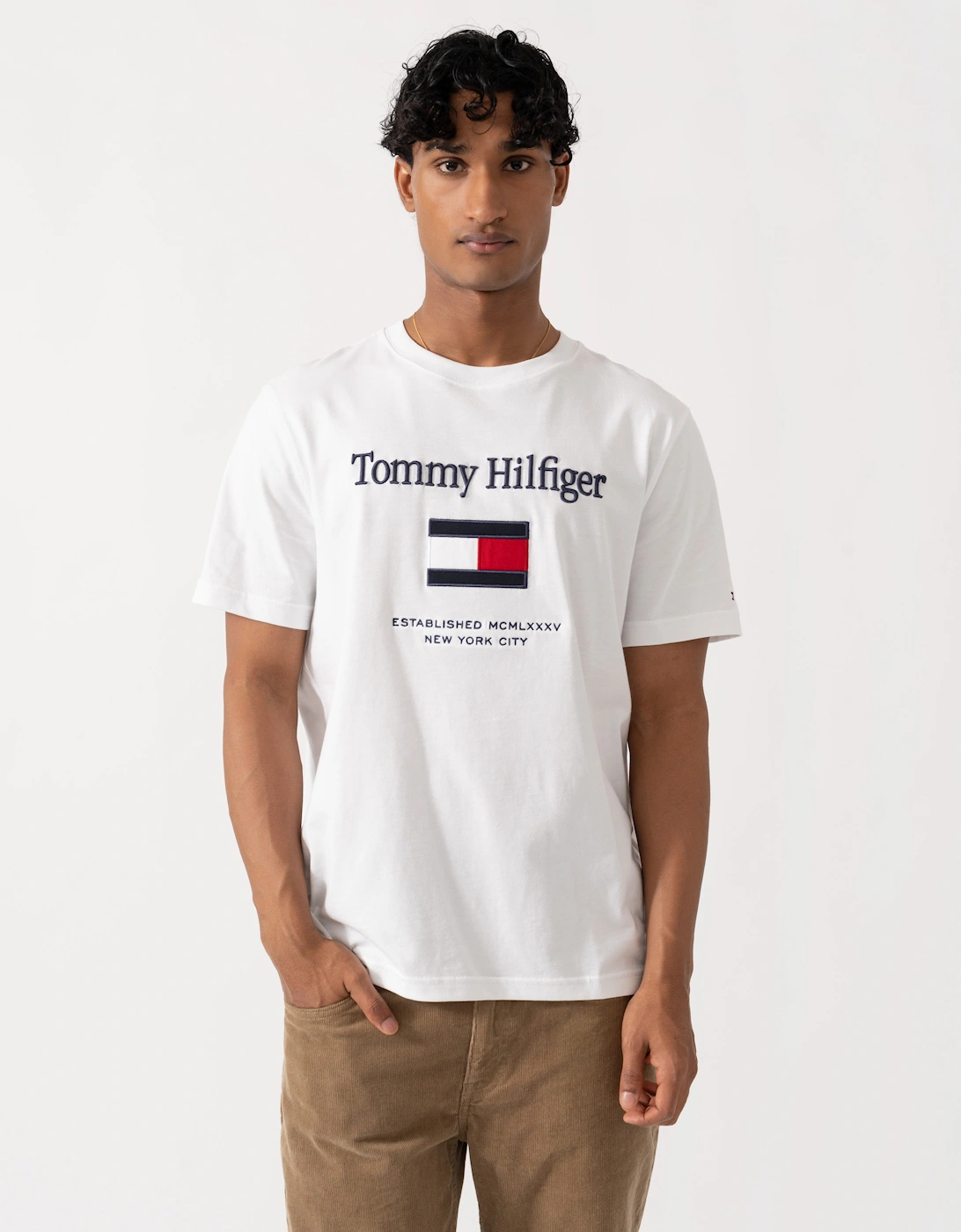 Tommy Hilfiger Embroidery Hilfiger Flag T-Shirt - White