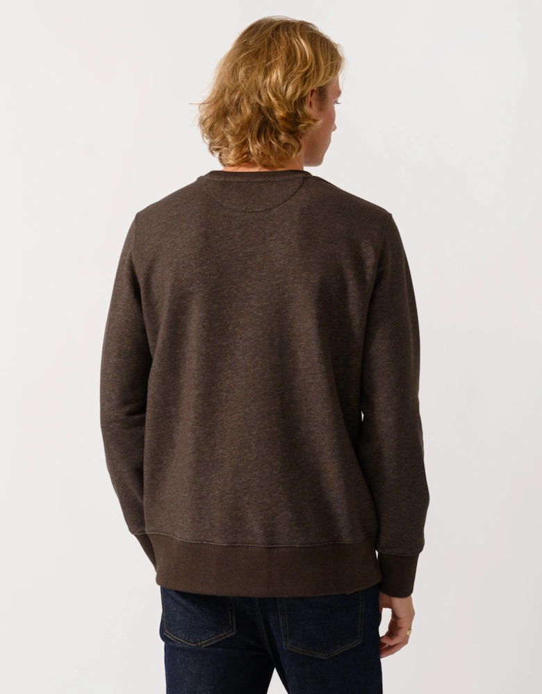 GANT Mens Regular Fit Shield Logo Crew Neck Sweatshirt - 284 Black Brown Melange