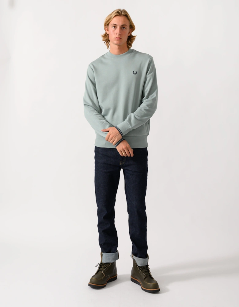 Fred Perry Mens Crew Neck Sweatshirt - Silver Blue/Dark Airforce 71C
