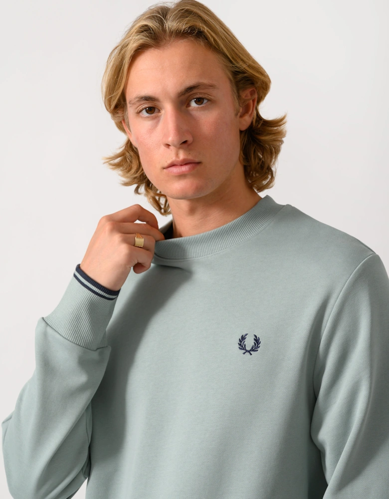 Fred Perry Mens Crew Neck Sweatshirt - Silver Blue/Dark Airforce 71C