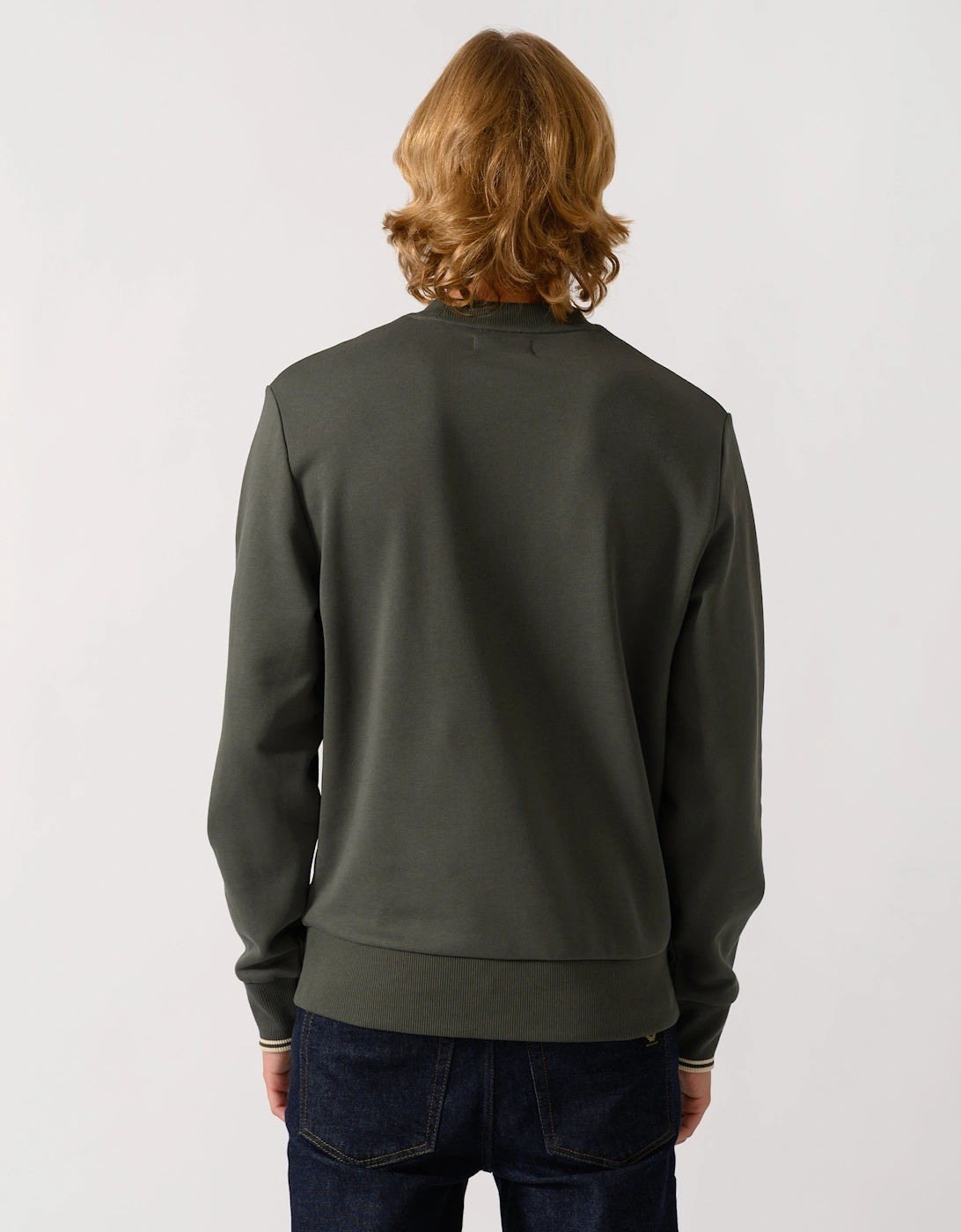 Fred Perry Mens Crew Neck Sweatshirt - Field Green/Oatmeal U98