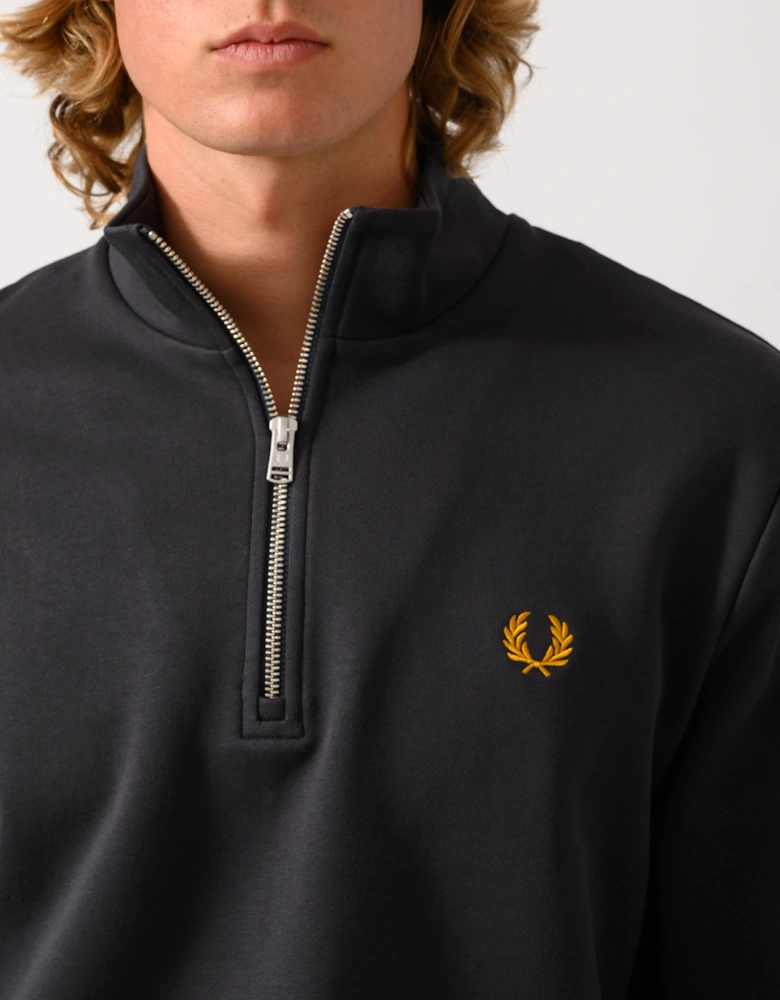 Fred Perry Mens Half Zip Sweatshirt - Anchor Grey/Golden 85C