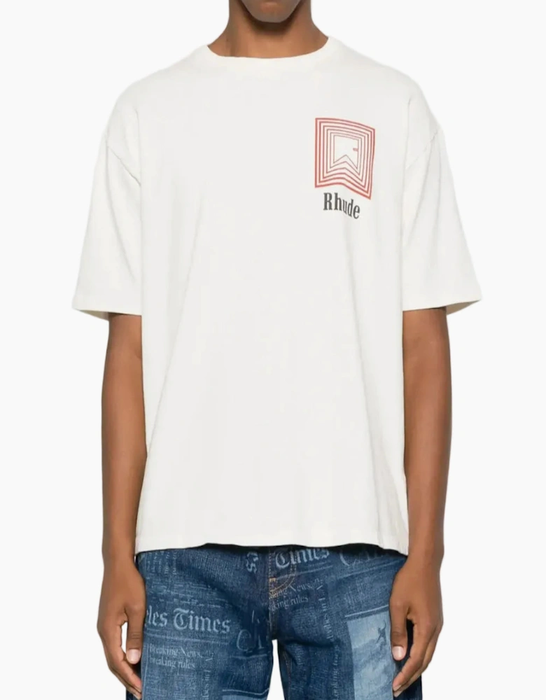 Men's Cream Rhude Chevron Logo Repeat T-Shirt