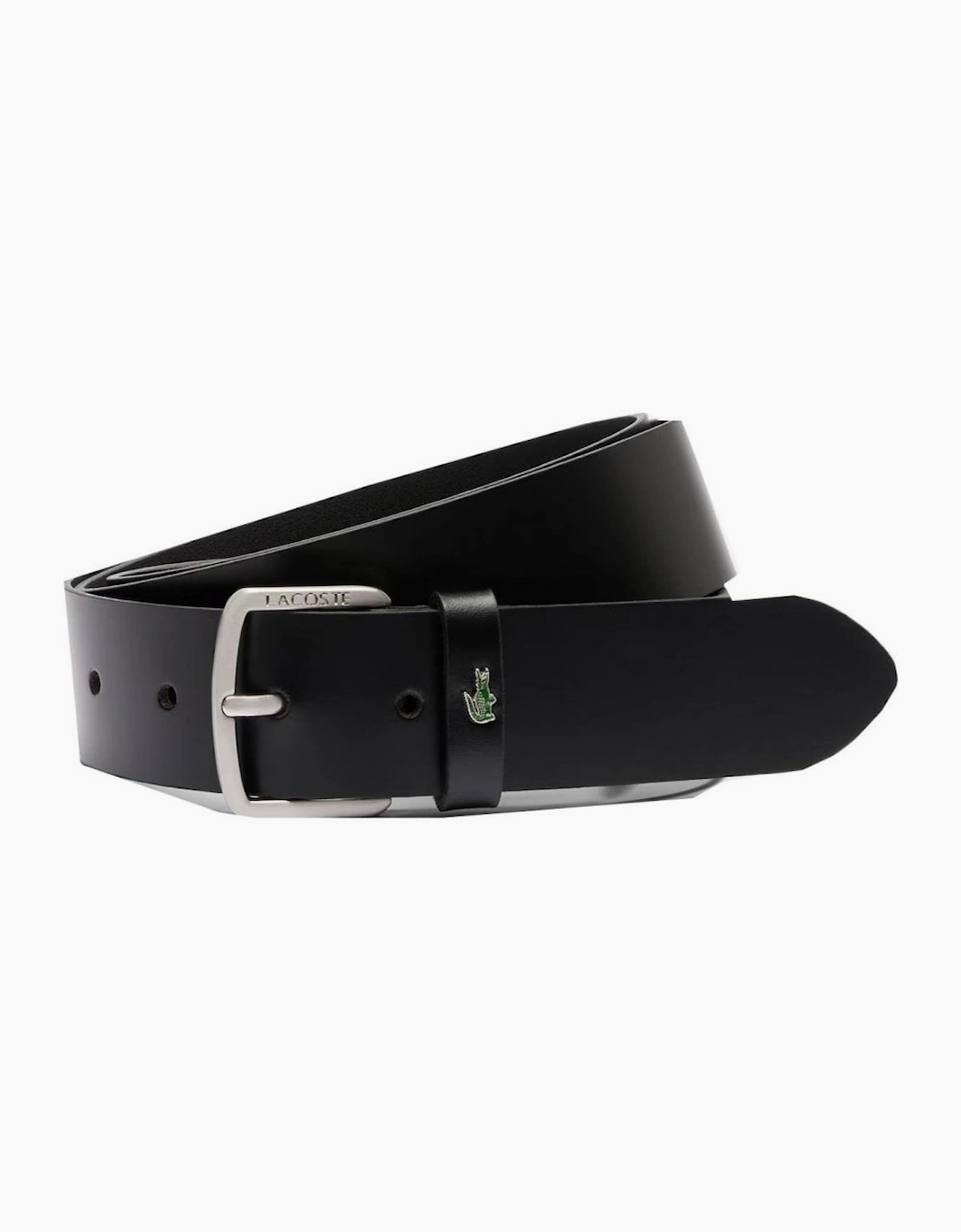 Lacoste Men's Black Smooth Leather Belt