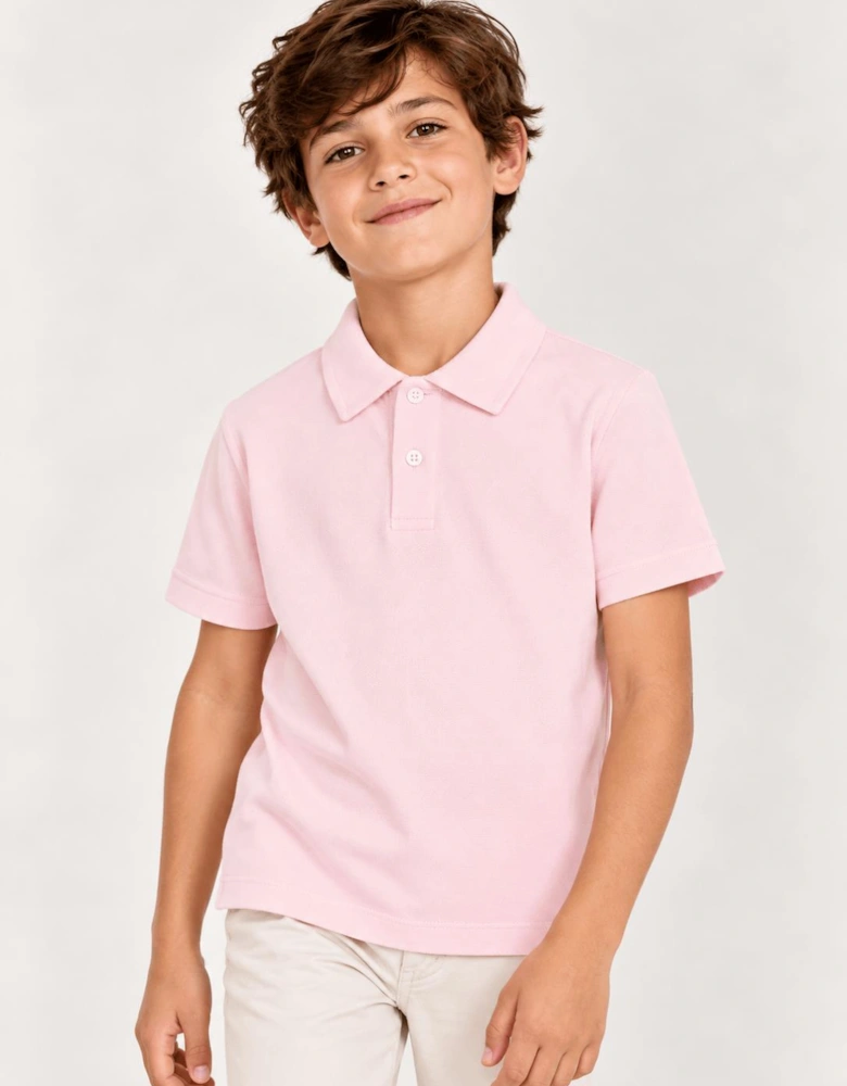 Childsplay Basics Boys Short Sleeve Polo Shirt in Pink