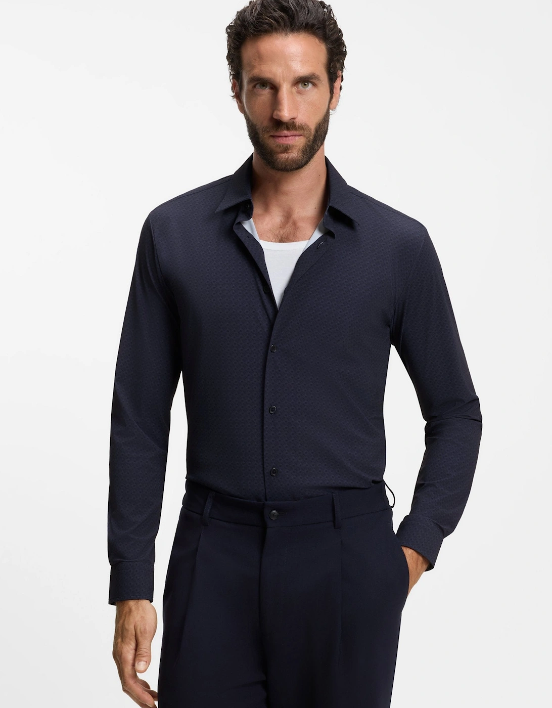 BOSS Black P Roan K F 263 Shirt 404 Dk Blue