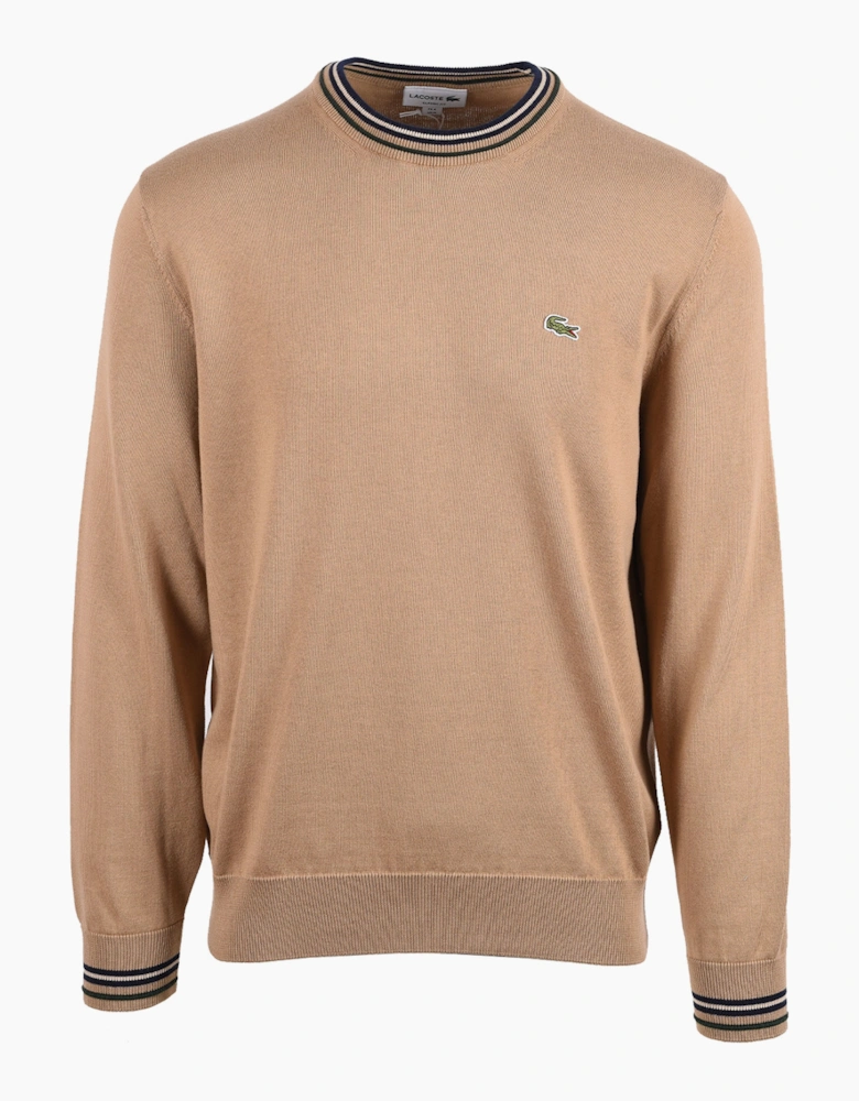 LACOSTE CREW NECK KNITWEAR BEIGE